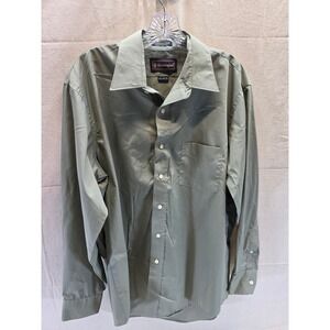 Barrington Mens Olive Green Wrinkle Free Button Down Dress Shirt 16.5 34/35